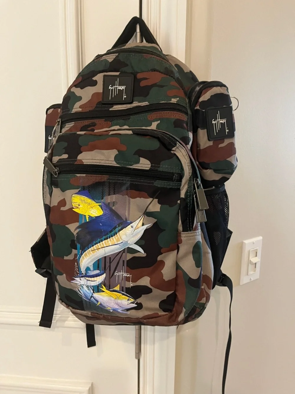 Guy Harvey Fishing-Print Backpack - Green Camo - Picture 1 of 3